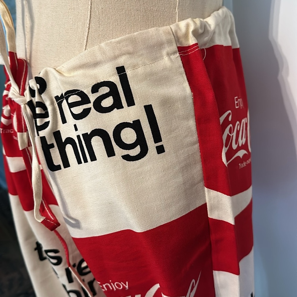 Vintage 1970’s women’s 100% cotton S Coca-Cola flare drawstring red white pants - Picture 8 of 16